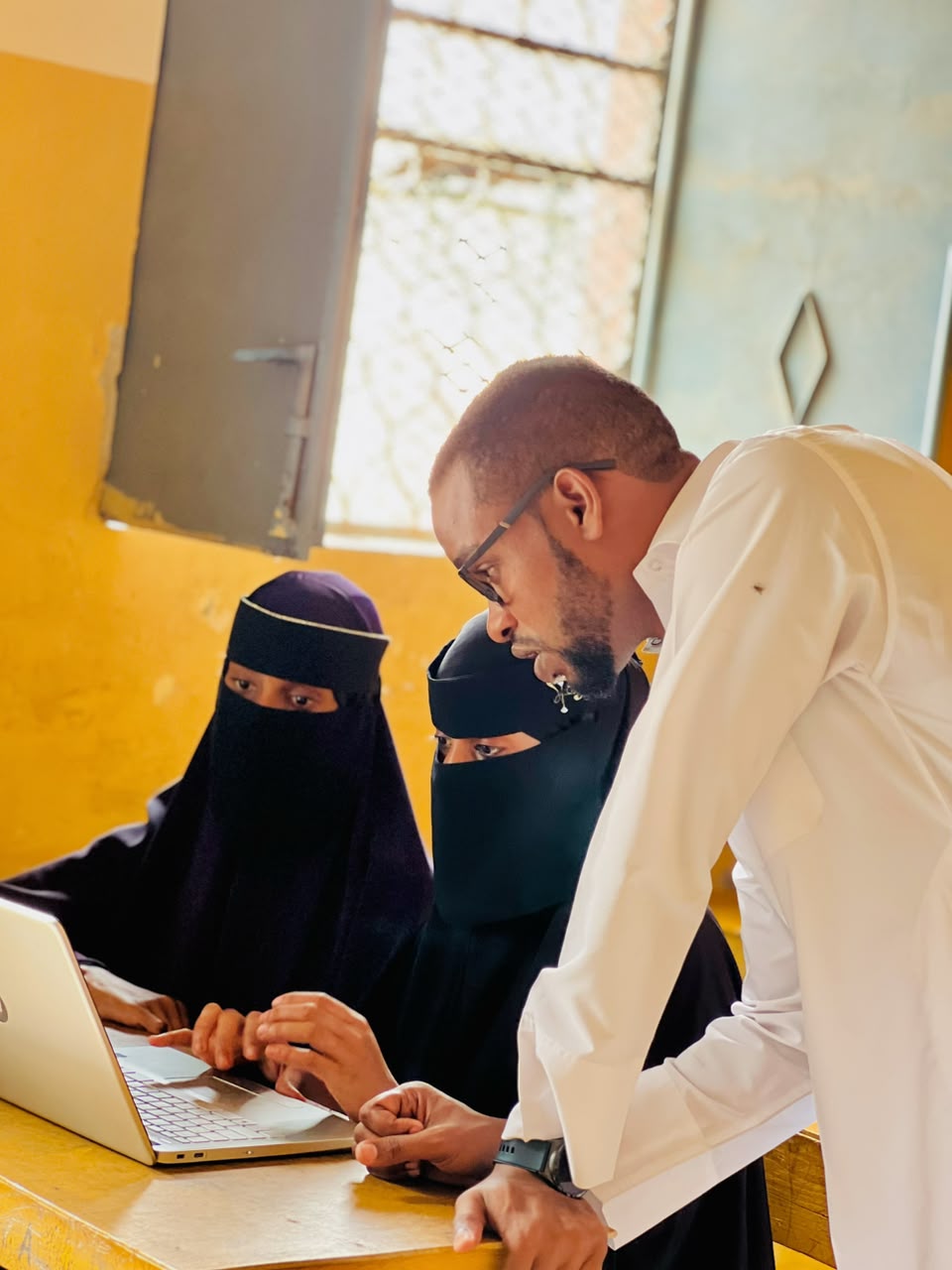 Female students in a computer class